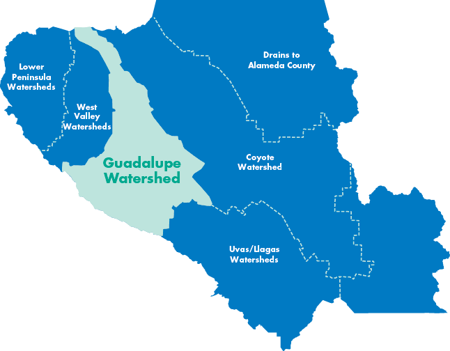 A map of the Guadalupe watershed, which is extremely low on water.