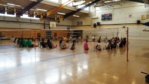 The 2014 Lion Badminton Team Stretching before practice.