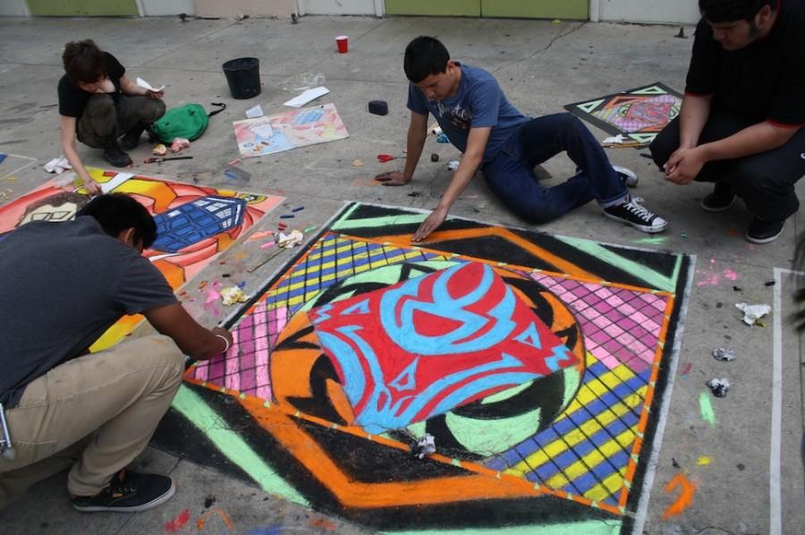 High contrast is the game, geometric chalk art the game