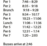 Modified bell schedule for Friday, May 23 and Friday, May 30.