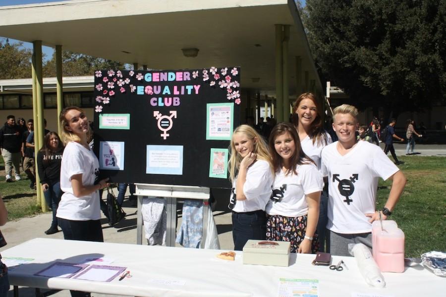 Members of the Gender Equality club, Emma Brown, Camille Leach, Madison Katona, Laytyn Mackinnon and Kyle Howard, were promoting the importance of fair opportunities for men and women.