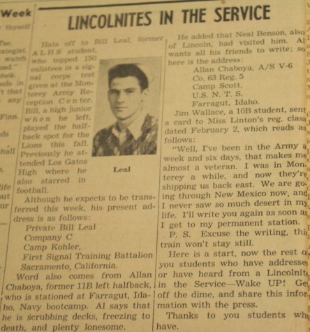 Lincolnite in the service February 26th 1943