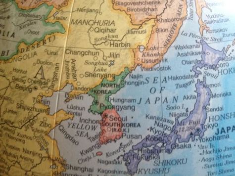 North Korea's position on a world map