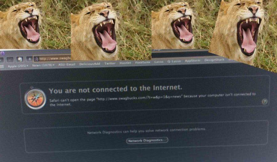 The Lions cant keep from crying when their Internet is taken away.  (Lion Tales Photo Collage/ Eli Schenk)