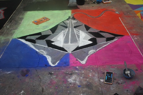The group saved their chalk art and changed into a stingray. (Kaitlyn Crane/Lincoln Lion Tales)