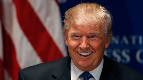 Donald Trump, pictured, laughing. This image was used on the internet for memes and other hilarious means.
(http://ruski.biz/2014/09/29/trump-gets-trolled-retweets-serial-killers-pic-wants-to-sue-prankster/)