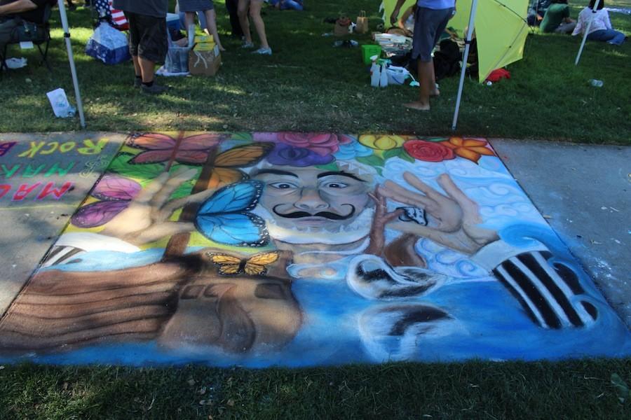 The finished chalk art piece after 6 hours of working around the clock.
September 19th 2015
(Juan Alcala / Lincoln Lion Tales)
