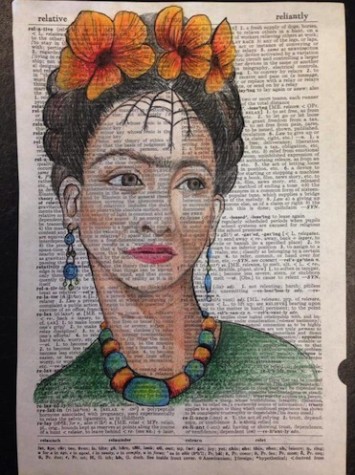 Amazing art work from Amelia in respect of Frida Kahlo (Lion tales)