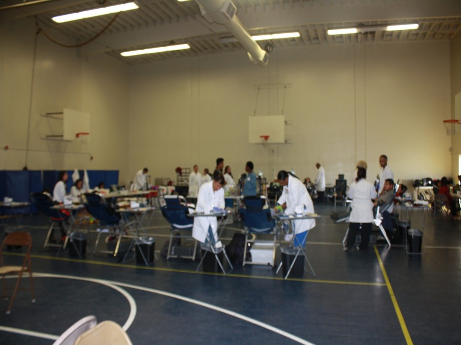 The stations for donating blood. (William Quevedo/Lion Tales)