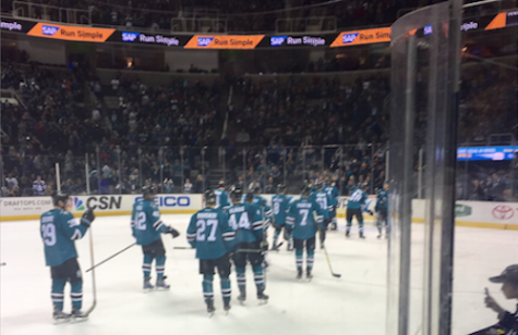 Sharks celebrate a 7-0 home win against the Toronto Maple Leafs (Amarantha Vazquez/ Lion Tales)