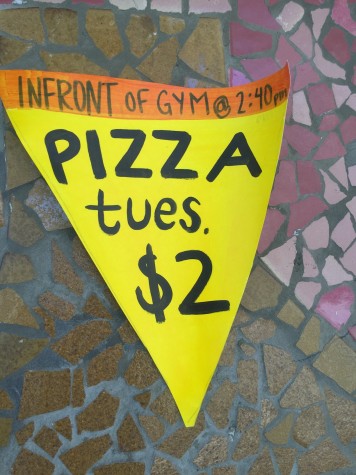 Pizza Tuesday signage. (Jordan Summers/Lion Tales)