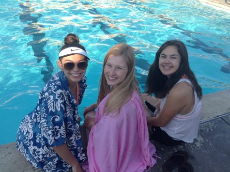 Kahanna Wong, Madyson Gross and Alexa Miler all flash a smile while having fun in the sun! ( Hazel Stange/ Lincoln Lion Tales)