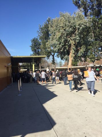Students walkout to protest election results at Lincoln High School in San Jose, California on November 9, 2016. Lincoln students walk to protest in front of the blackbox theater during their advisory period. (Alicia Gomez/ Lincoln Lion Tales)