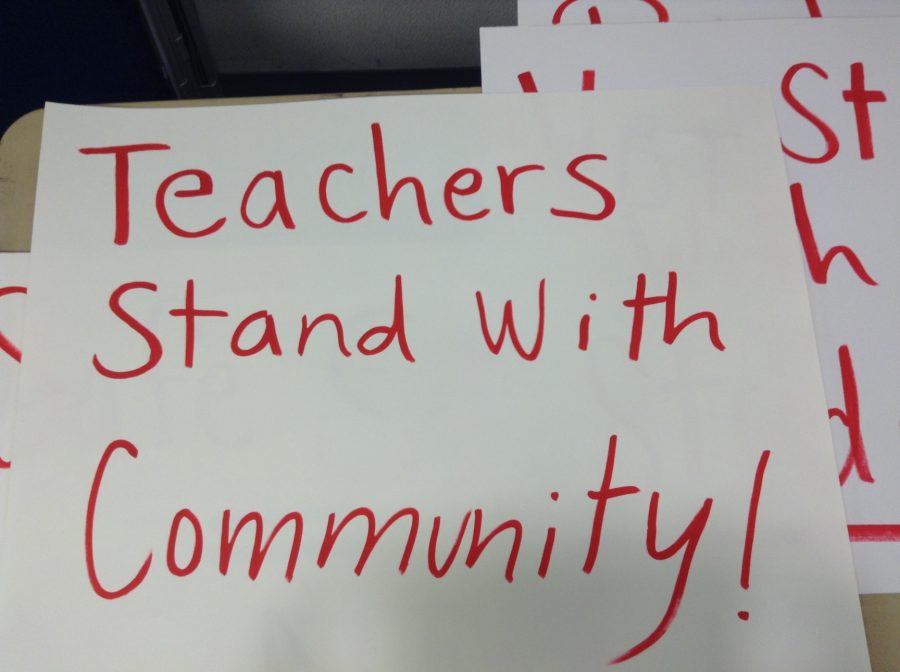 Teachers Stand With Community! poster (Jesse Ruiz/Lion Tales)