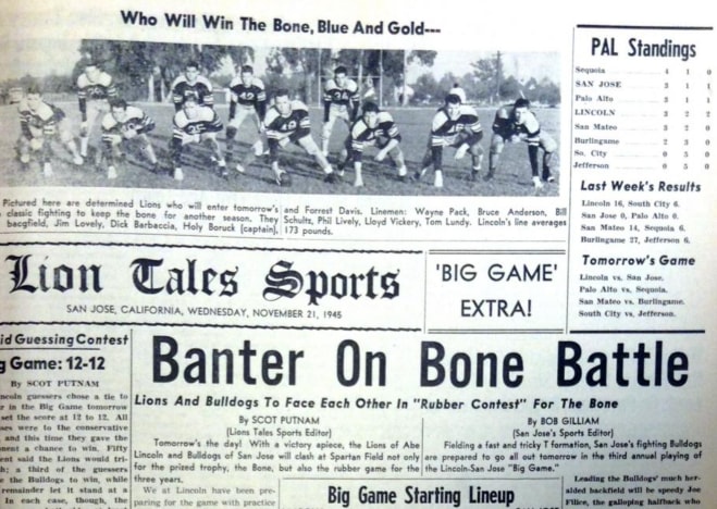 Special Big Bone issue of Lincoln Lion Tales of 1945 shows that the rivalry began in 1943.