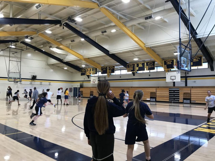 Girls+basketball+team+practicing+on+a+Monday+afternoon%2C+December+3%2C+2018.+%28Lincoln+Lion+Tales%2F+Anjanai+Vallez%29.