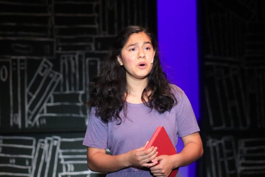 Miranda Rojasa playing the lead role as Matilda. Matilda the Musical is a Lincoln play for Fall 2019. November 7, 2019 Located at the Black Box Theater (Lion Tales/Andrea Saldana).