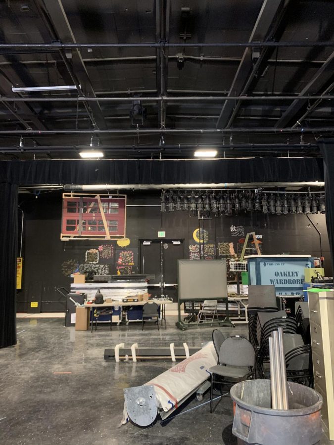 New sets being stored in theatre (Ariana Noble/Lion Tales). 