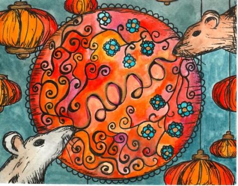 Lunar New Year piece by Nena Chand for the Lunar Art Hop (Sofia Arredondo/ Lincoln Lion Tales)
