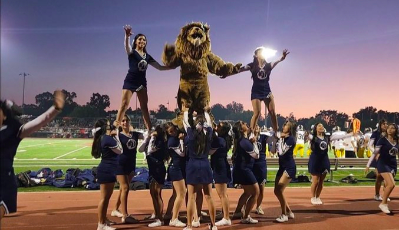 Lions Cheerleaders and Leo the Lion jazz up the crowd